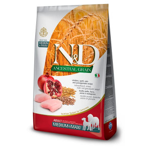 FARMINA N&D DOG LG CHICKEN M/L suņu barība Vista, granātābols 12kg